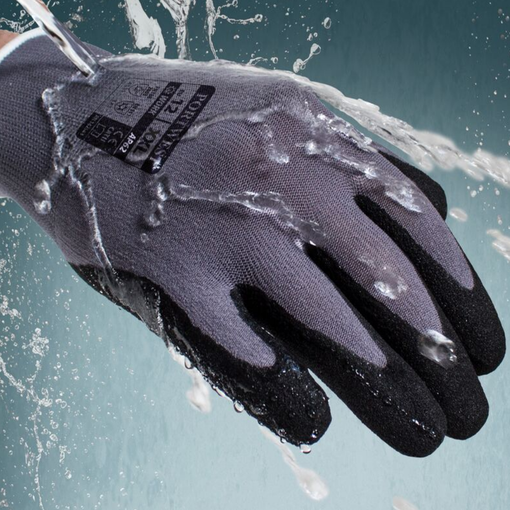 Portwest AP62 Nitrile Work Gloves Water Repellent Grip 15 Sandy Aqua
