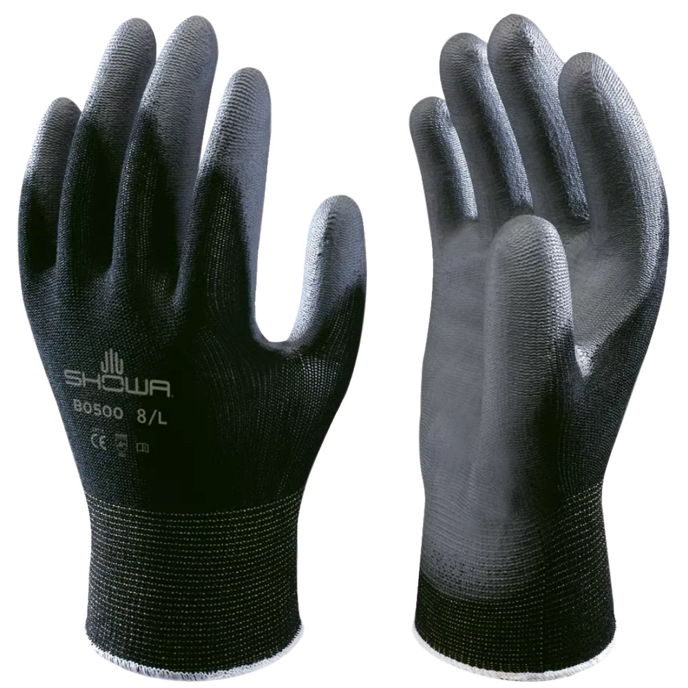 Showa B0500B Precision Work Gloves Black Polyurethane Palm Coated