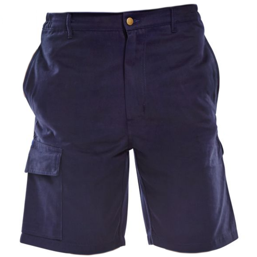 100% Cotton Navy Cargo Work Shorts with Five Pockets