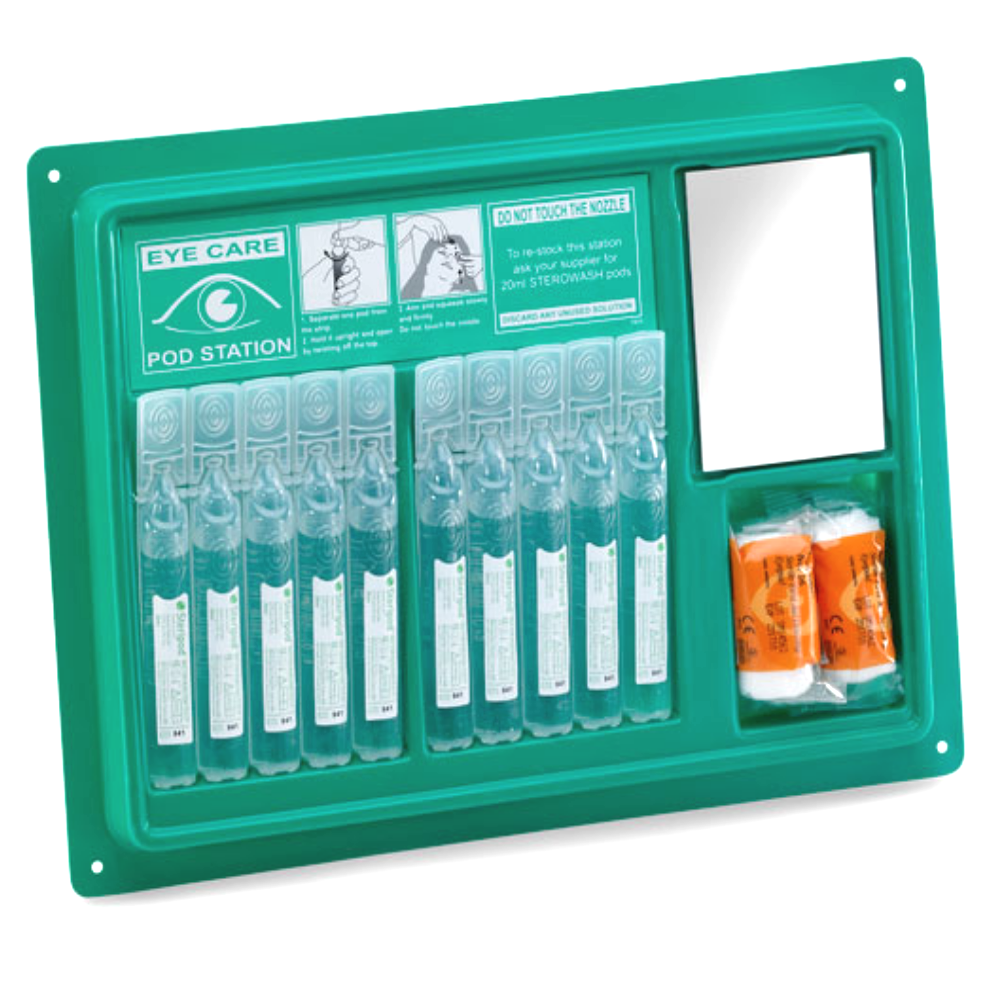 Click Medical Eyewash Pod Station 10 Pods Wall Mounted Emergency