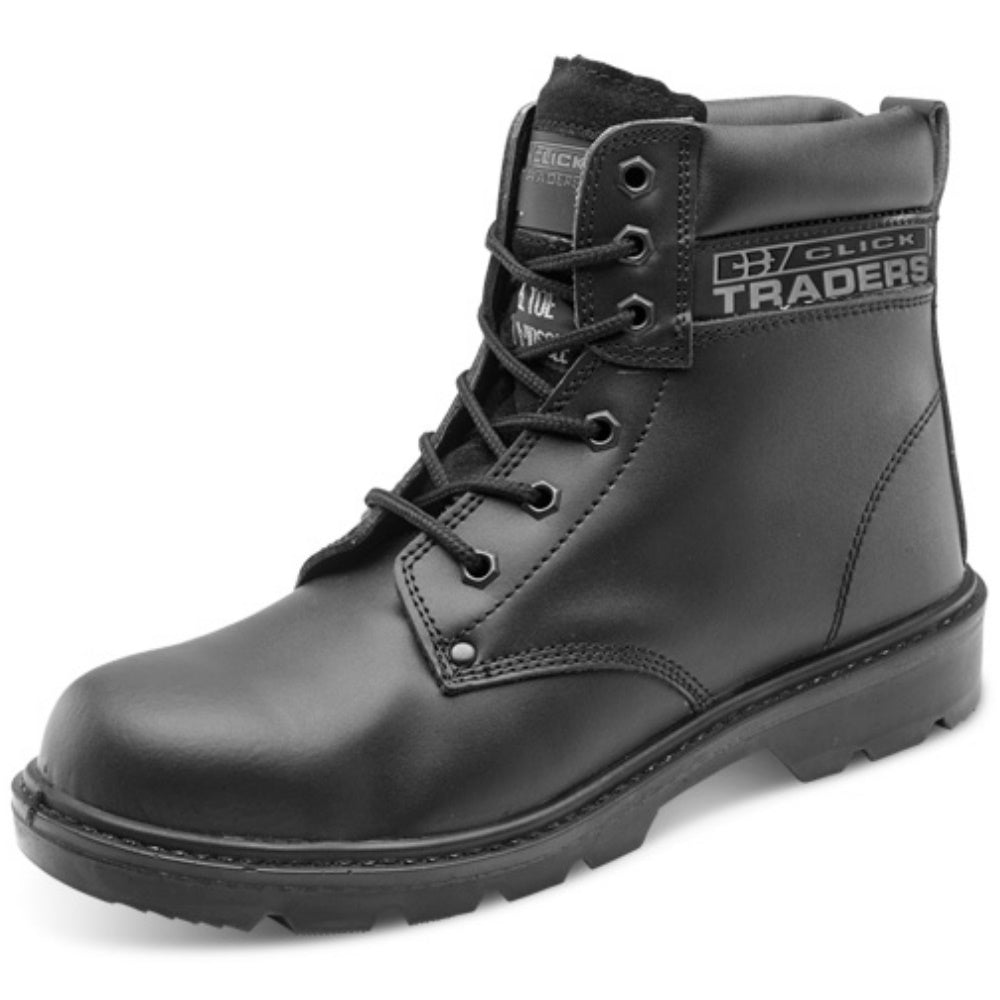 7 Eyelet Black Leather Safety Boot Steel Midsole