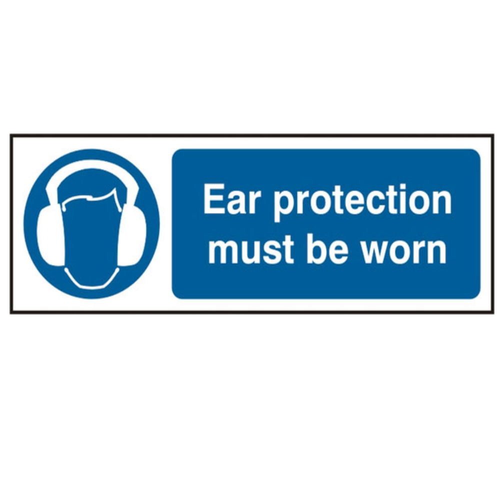 Ear Protection must be worn (SAV) 30x10cm Safety Sign
