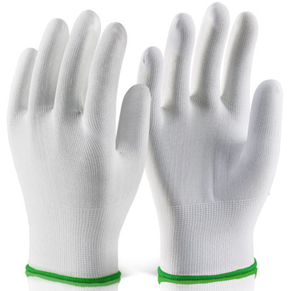 Beeswift EC11 Polyester Knitted Liner Gloves 15 Gauge White Inspection Gloves