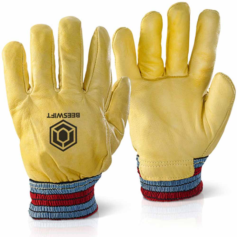 Beeswift Freezer Gloves Yellow Cowhide Leather Cold Weather Work