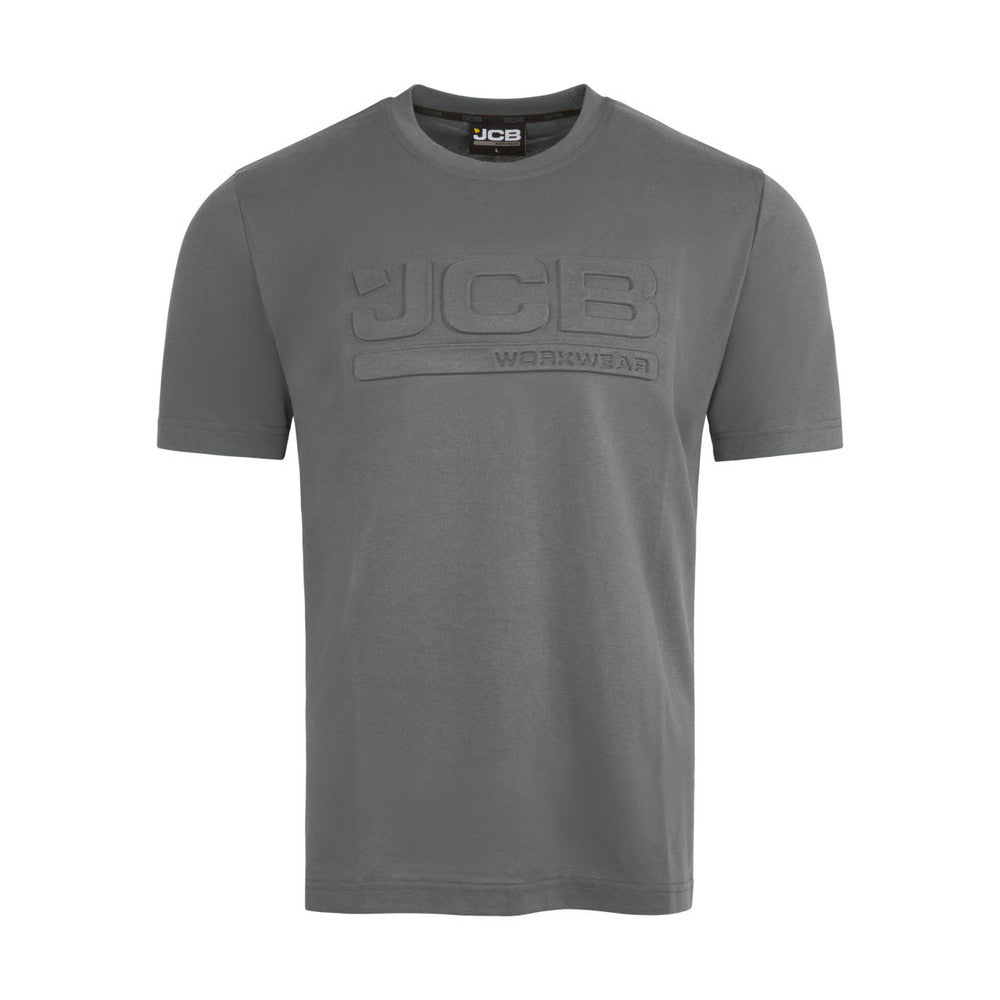 JCB Workwear T-Shirt Grey 3D Embossed Logo Unisex Work T-Shirt