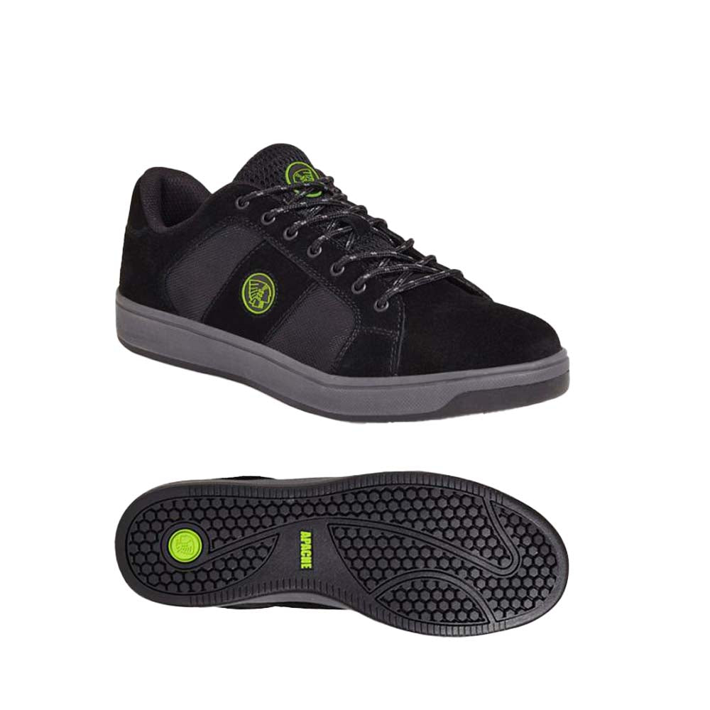 Apache Black Suede Cupsole Safety Trainer Steel Toe S1P SRA
