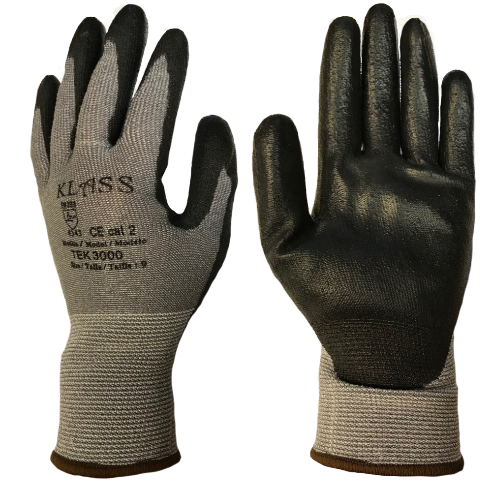 Klass Tek 3000 Cut Resistant Gloves Level B HPPE Grey PU Palm