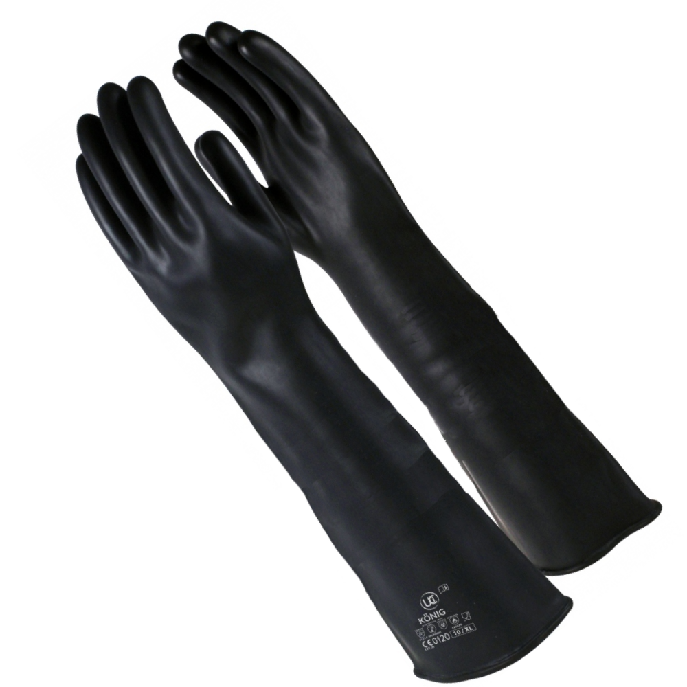 König 60cm Chemical Resistant Gauntlets Black Extra-Heavyweight Rubber