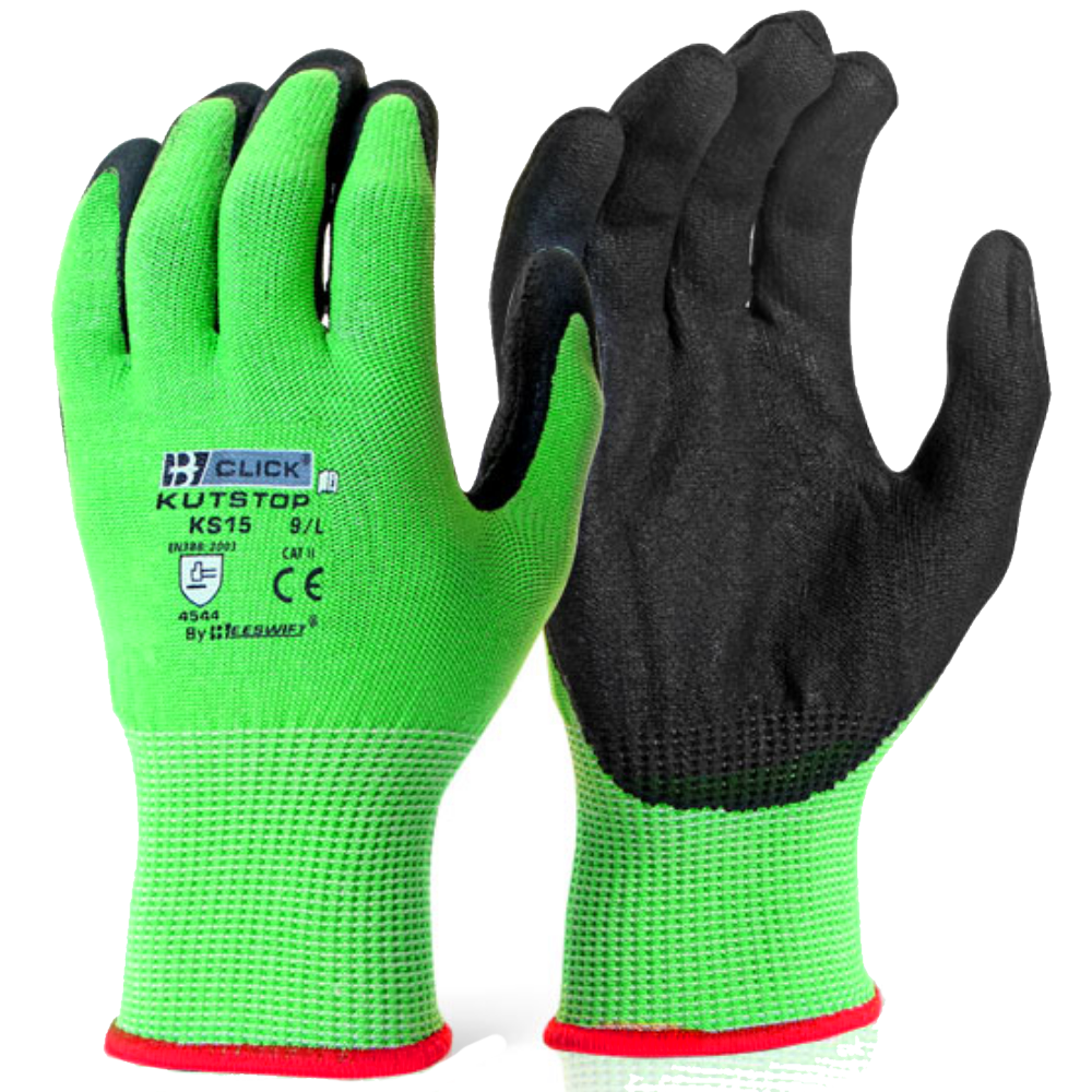 Beeswift Kutstop Cut Level 5 Micro Foam Nitrile Green Work Gloves