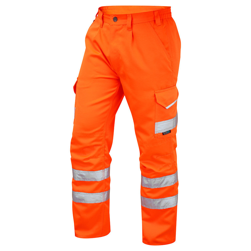 Leo Workwear Hi Vis Cargo Trousers Orange ISO 20471