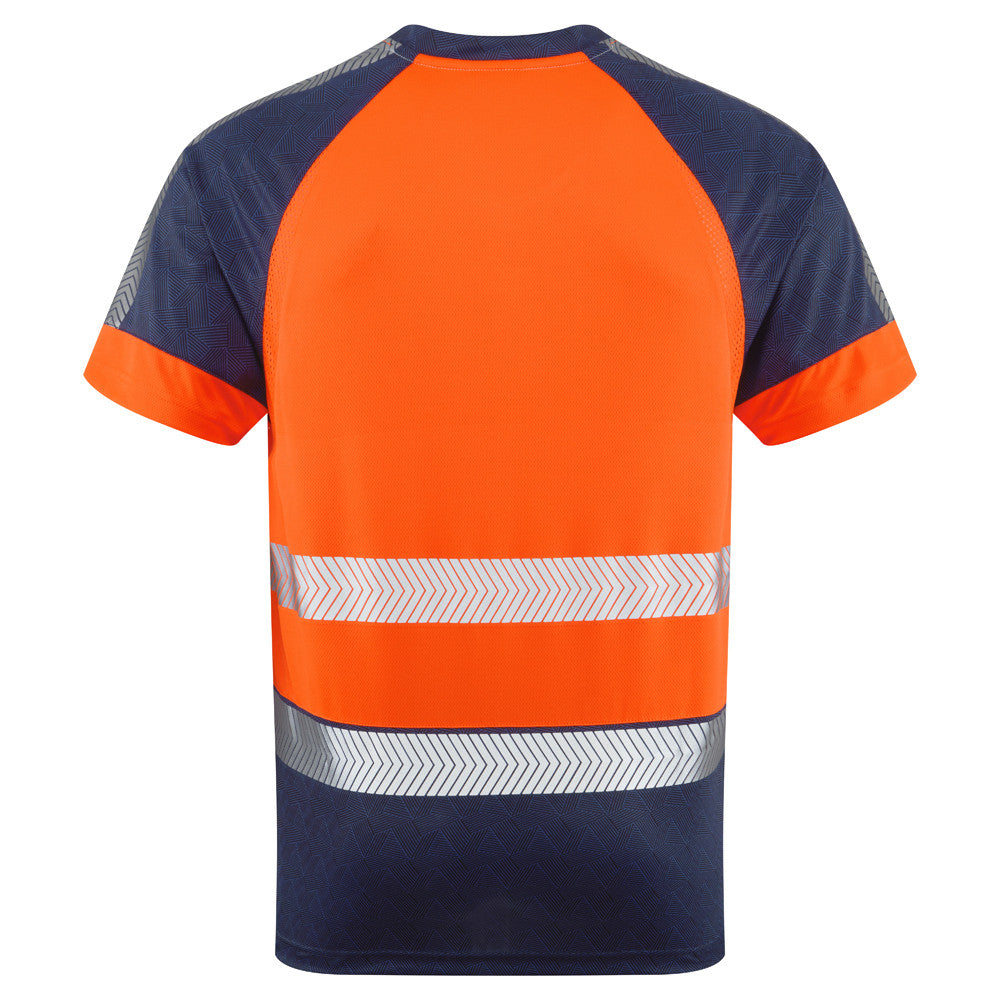 Leo Forda Hi-Vis T-Shirt EcoViz Class 1 Orange or Yellow Navy