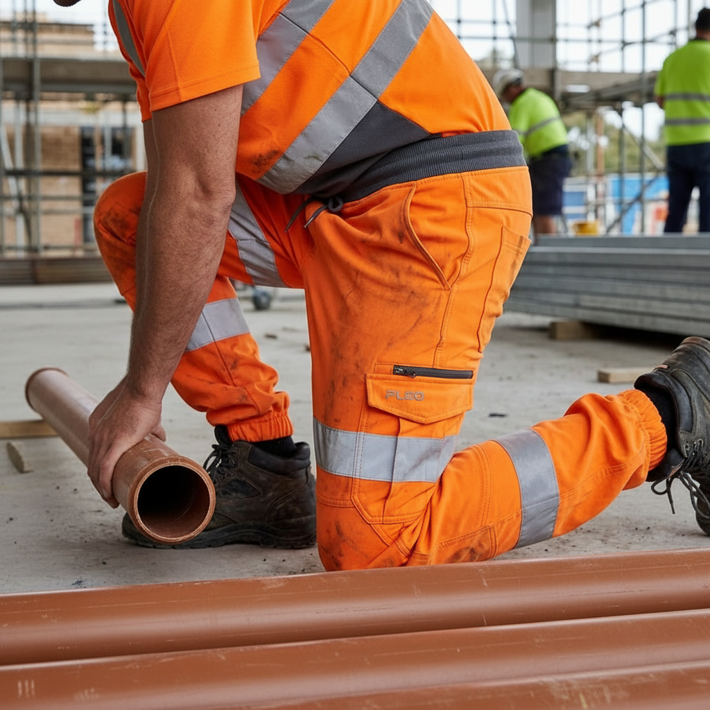 Leo Hawkridge Hi-Vis 4X Stretch Trousers EcoViz Railway Orange