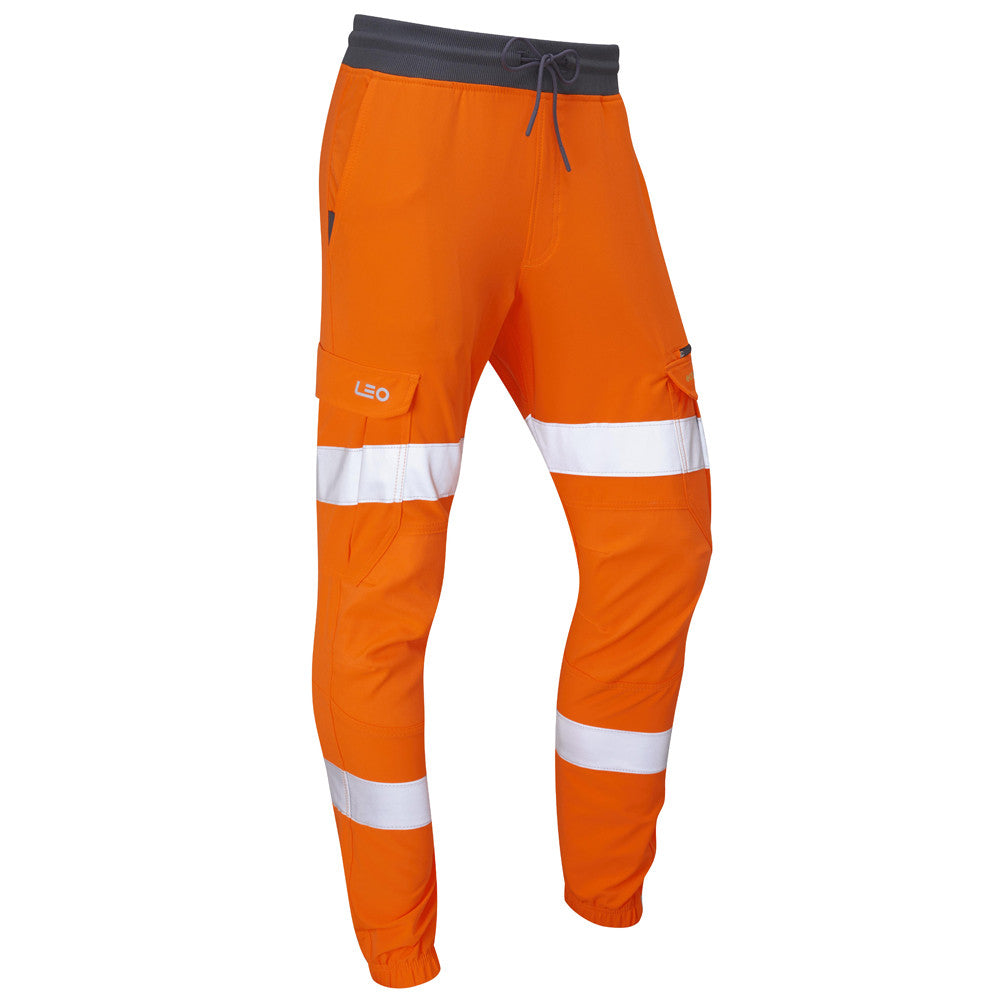 Leo Hawkridge Hi-Vis 4X Stretch Trousers EcoViz Railway Orange