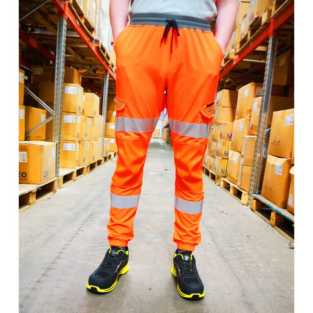 Leo Hawkridge Hi-Vis 4X Stretch Trousers EcoViz Railway Orange