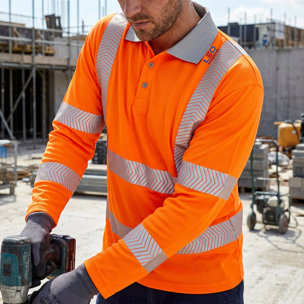 Leo Barricane Hi Vis Long Sleeve Polo Shirt Class 3 Yellow or Railway Orange