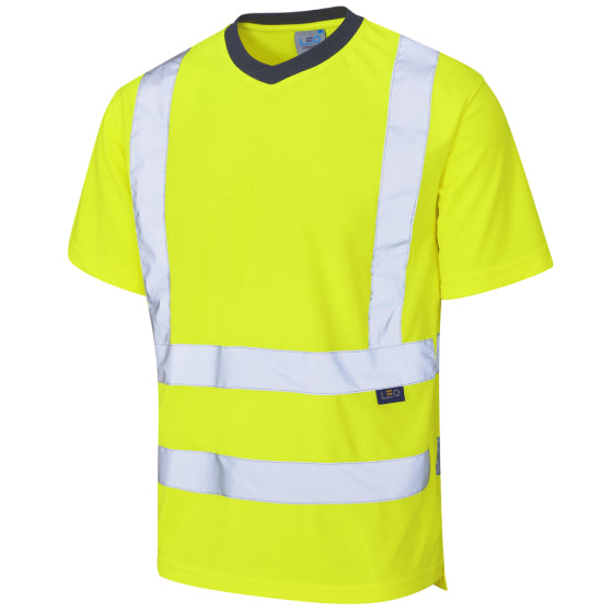 Leo Workwear Braunton T02 Hi Vis T-Shirt Class 2 Railway Orange or Yellow