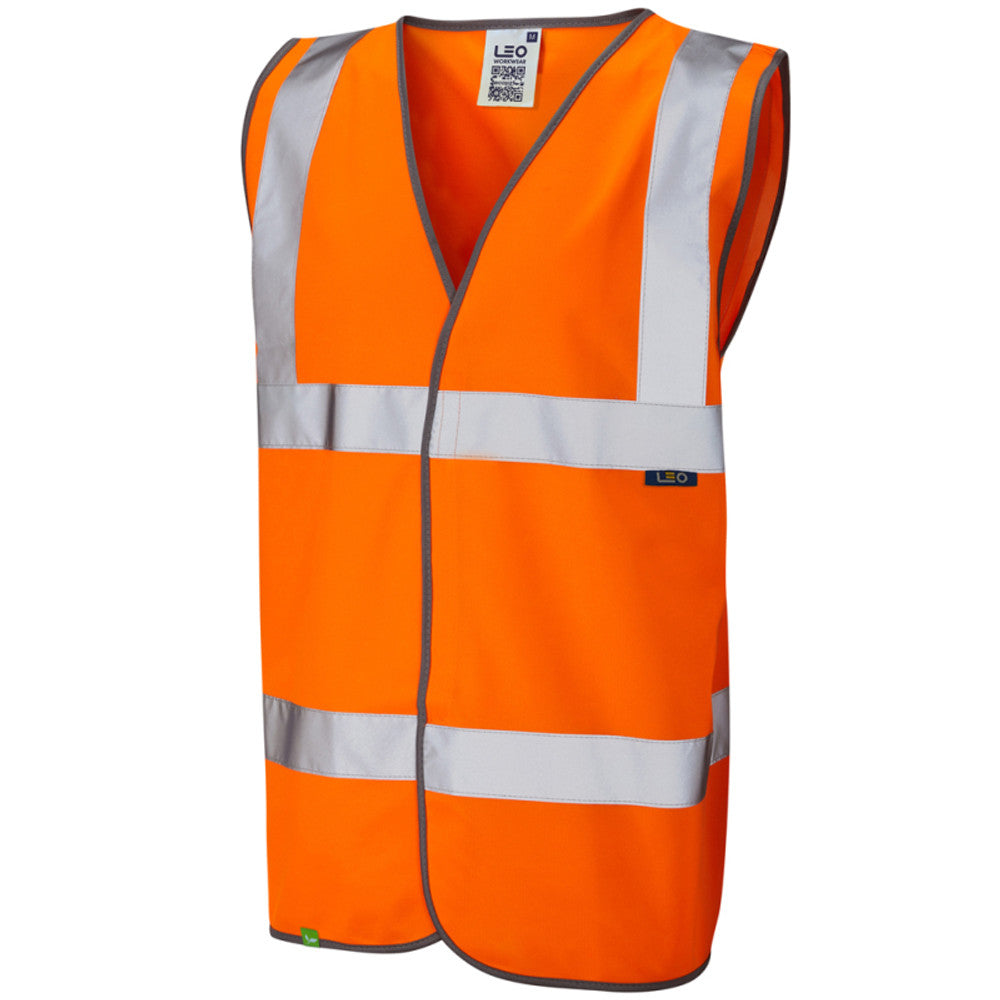 Leo Tarka Hi Vis Waistcoat Class 2 EcoViz Orange or Yellow