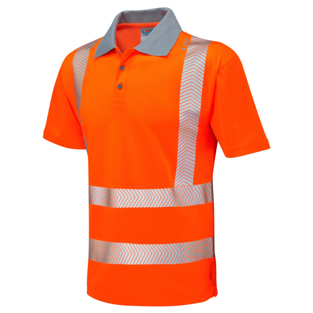 Leo Workwear Hi-Vis Polo Shirt ISO 20471 Class 2 Orange Rail or Yellow