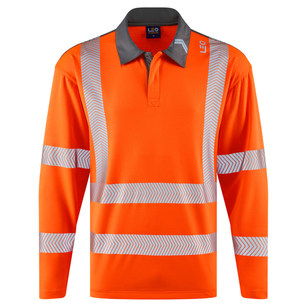 Leo Workwear Hi Vis Polo Shirt Class 3 COOLMAX Orange