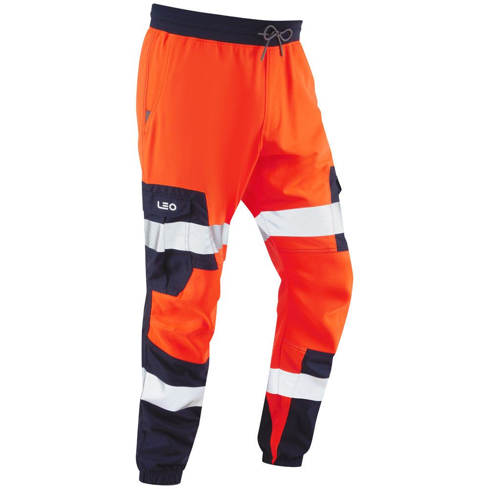 Leo Workwear Hi Vis Stretch Trousers ISO 20471 Orange
