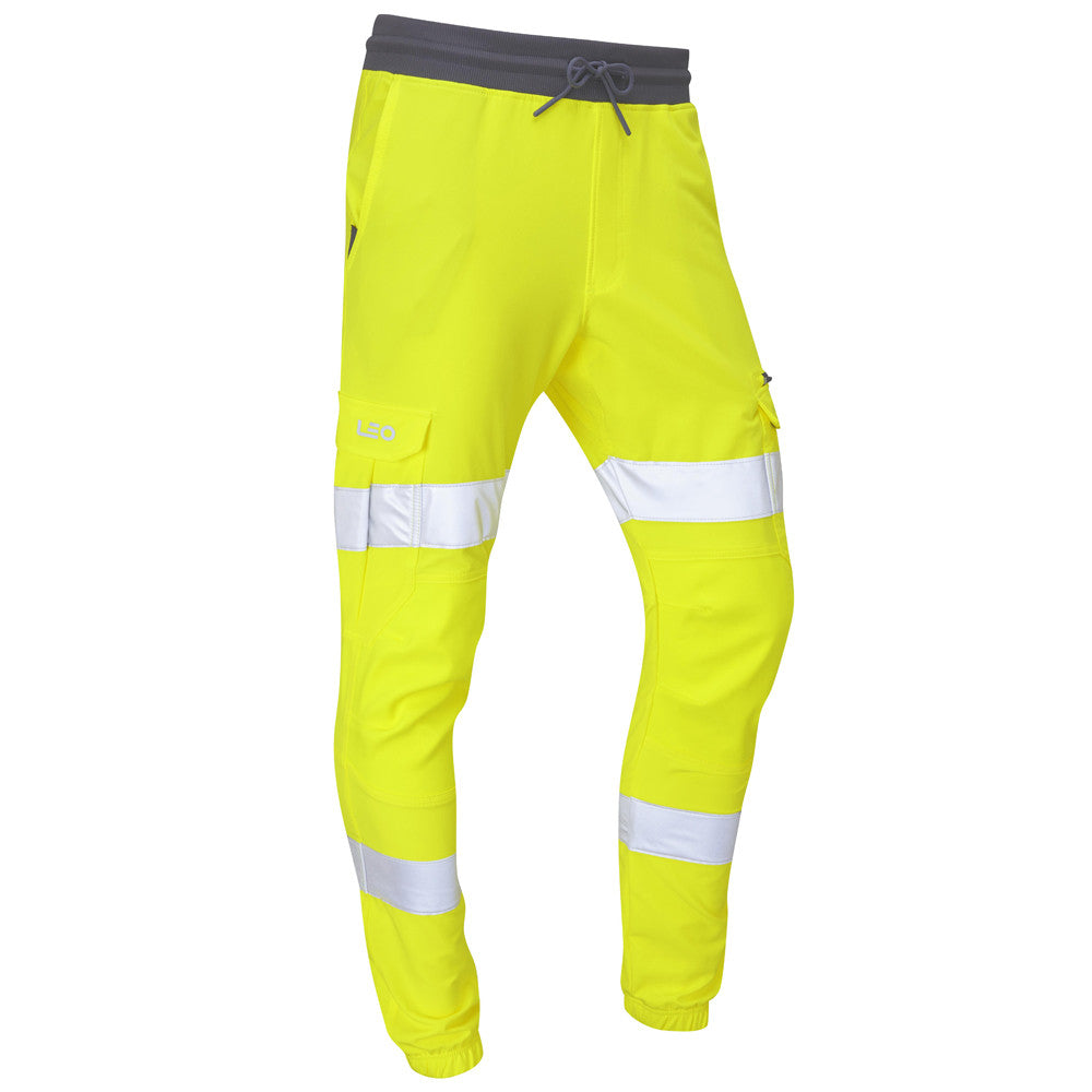 Leo Workwear Hi Vis Stretch Trousers Yellow ISO 20471