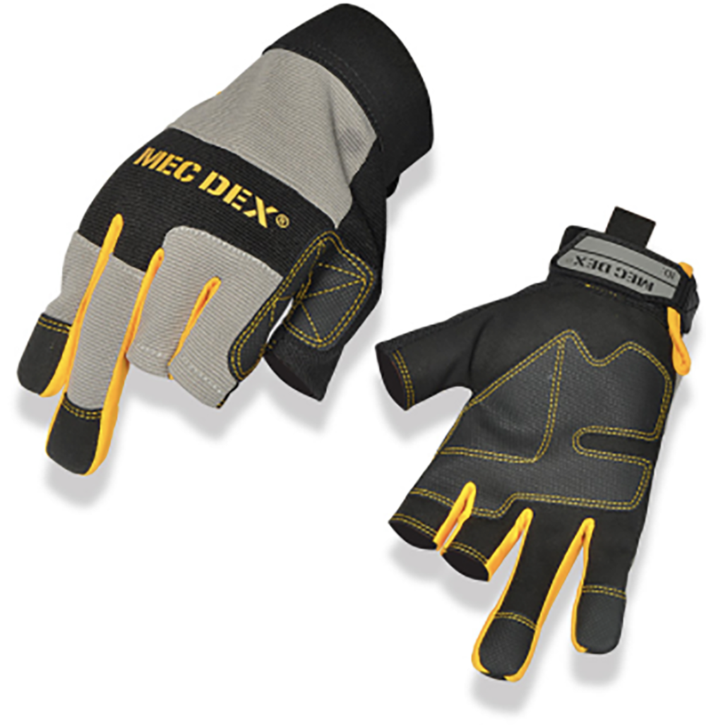 MecDex Work Passion Tool Mechanics Gloves 3-Cut Fingerless Design
