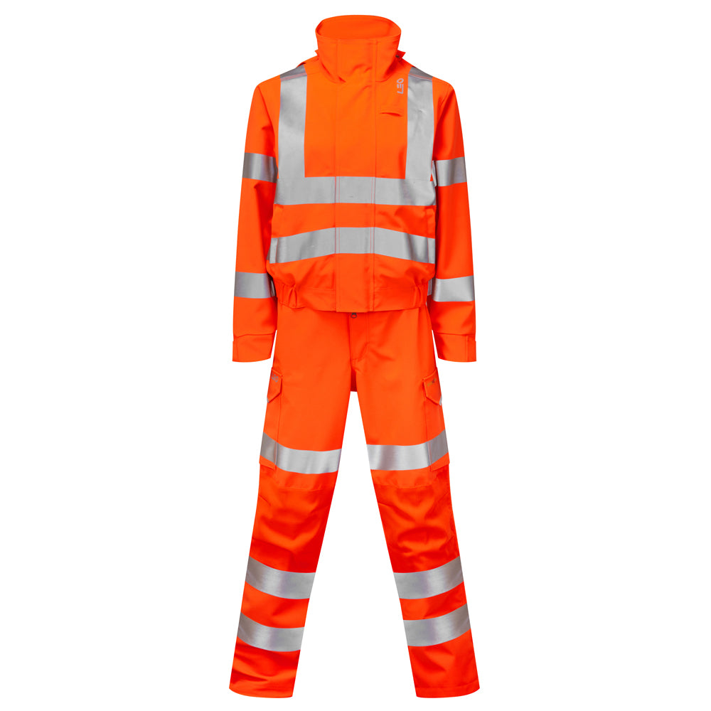 Leo Workwear Honeychurch Womens Hi Vis Coverall Orange Railway 2-Part