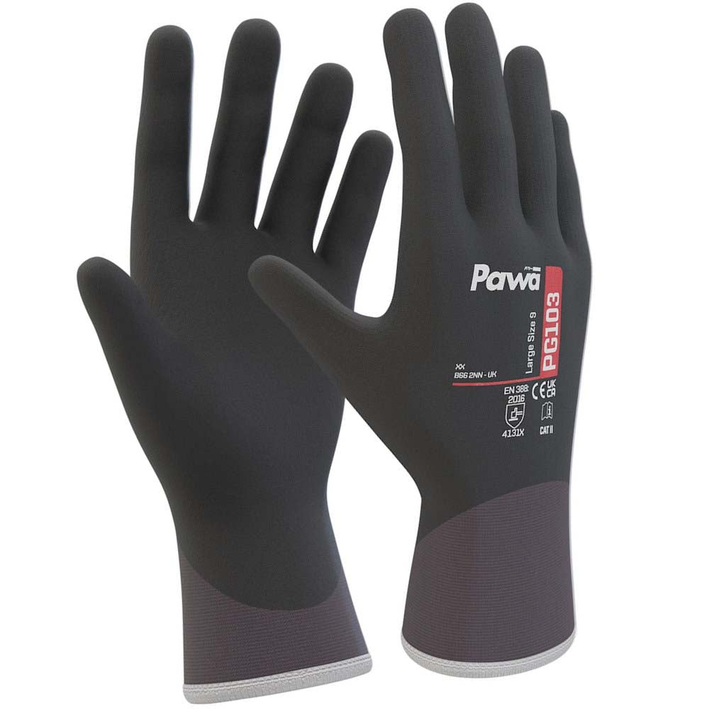 Pawa PG103 Nitrile Work Gloves Breathable Anti-Fatigue Full Hand Protection