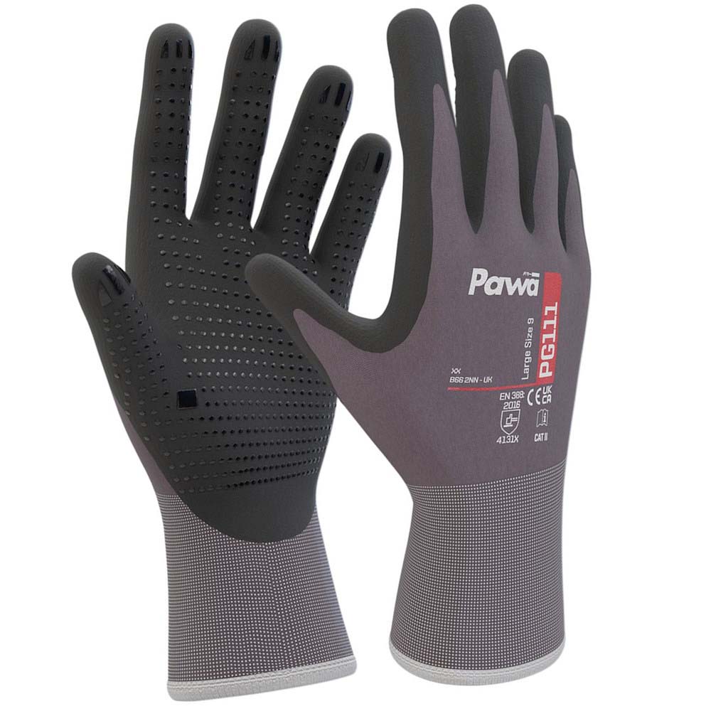 Pawa PG111 Breathable Work Gloves Nitrile Foam Grip Oily Conditions
