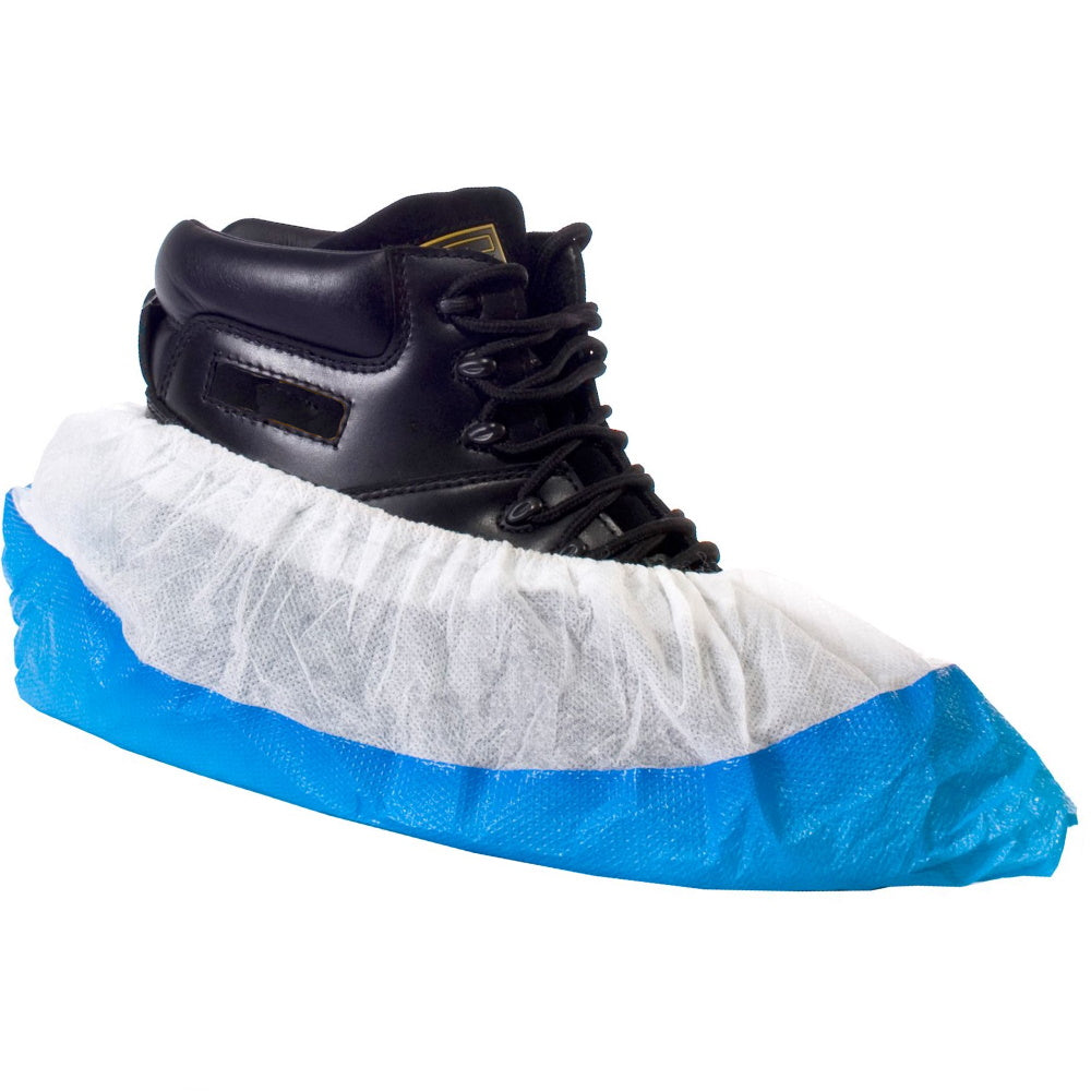 Supertouch CPE/PP Deluxe Overshoes White Blue Disposable Covers