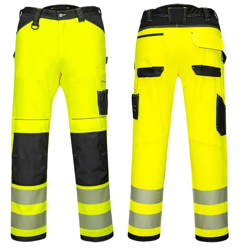 Ladies 2 Way Stretch Holster Pocket Work Trouser Hi Vis Yellow