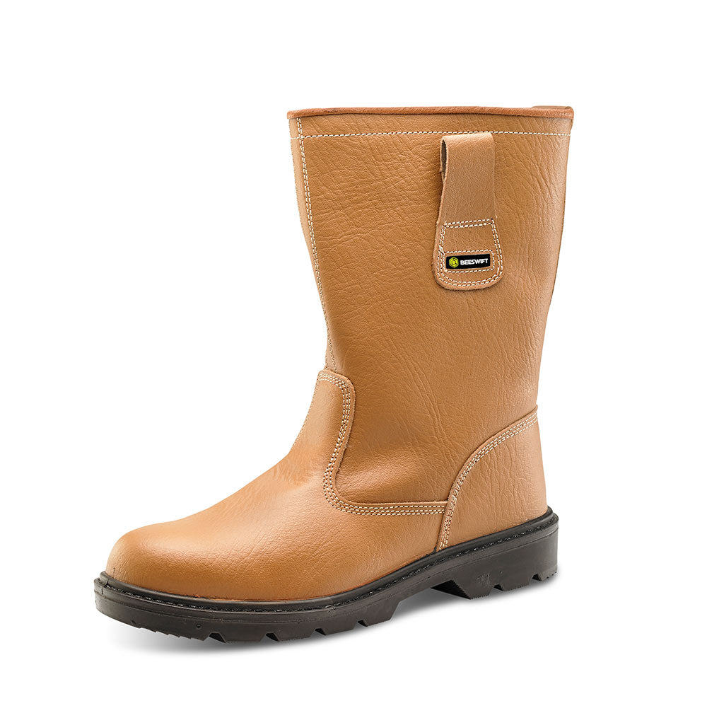 Beeswift Rigger Boot Lined Tan Steel Toe S1P SRC Safety Footwear