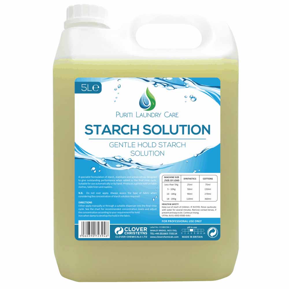 Clover Chemicals Puriti Liquid Starch Solution 429 Commercial Laundry Starch