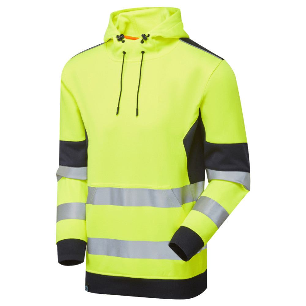 Supertouch Hi Vis Eco Hoodie Yellow Navy Recycled