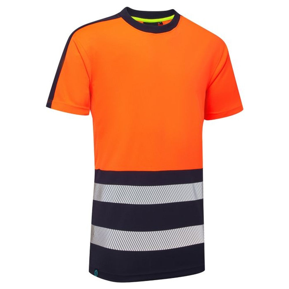 Supertouch Hi Vis Eco T-Shirt Orange Navy CoolAir