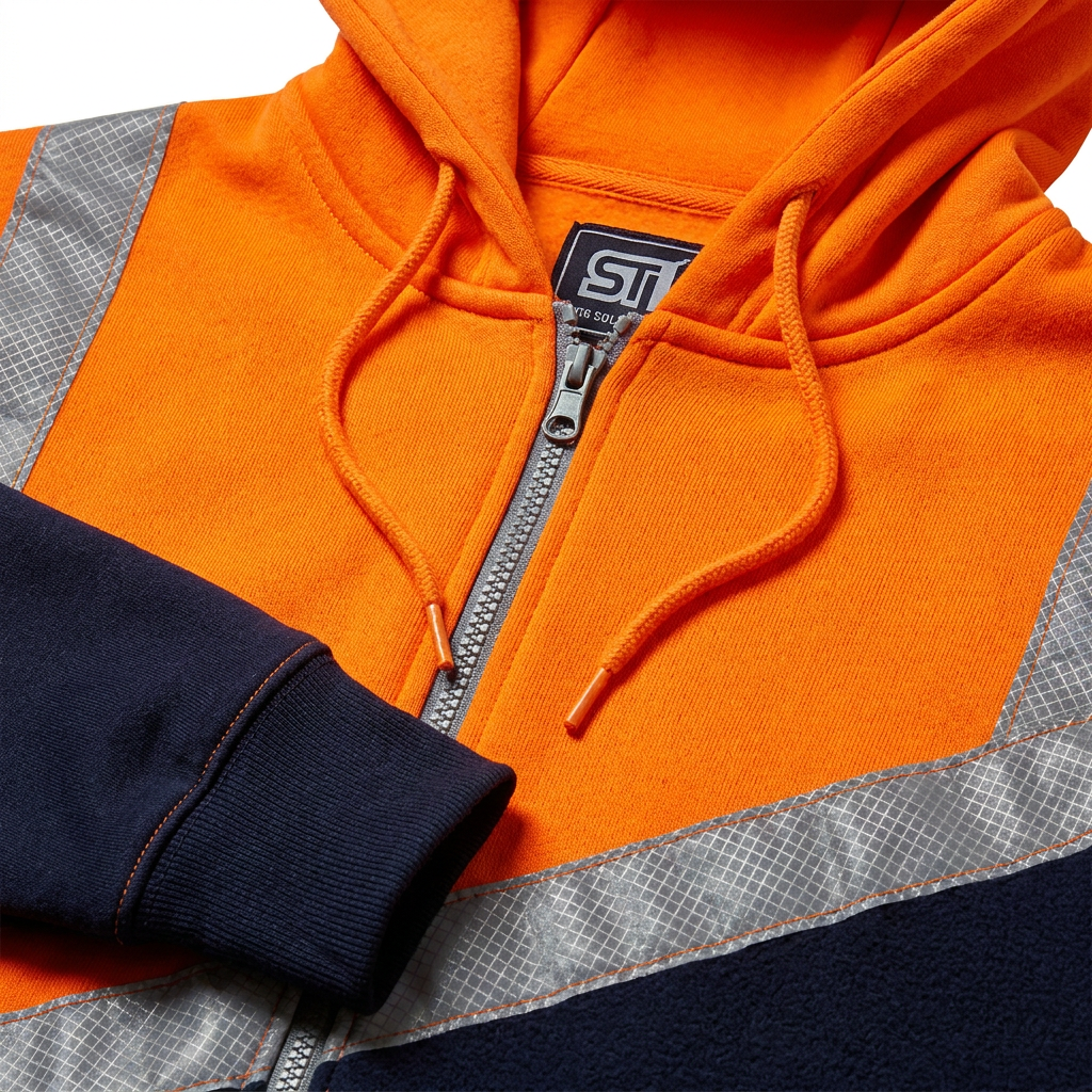 Supertouch Hi Vis Orange Two Tone Hooded Sweatshirt