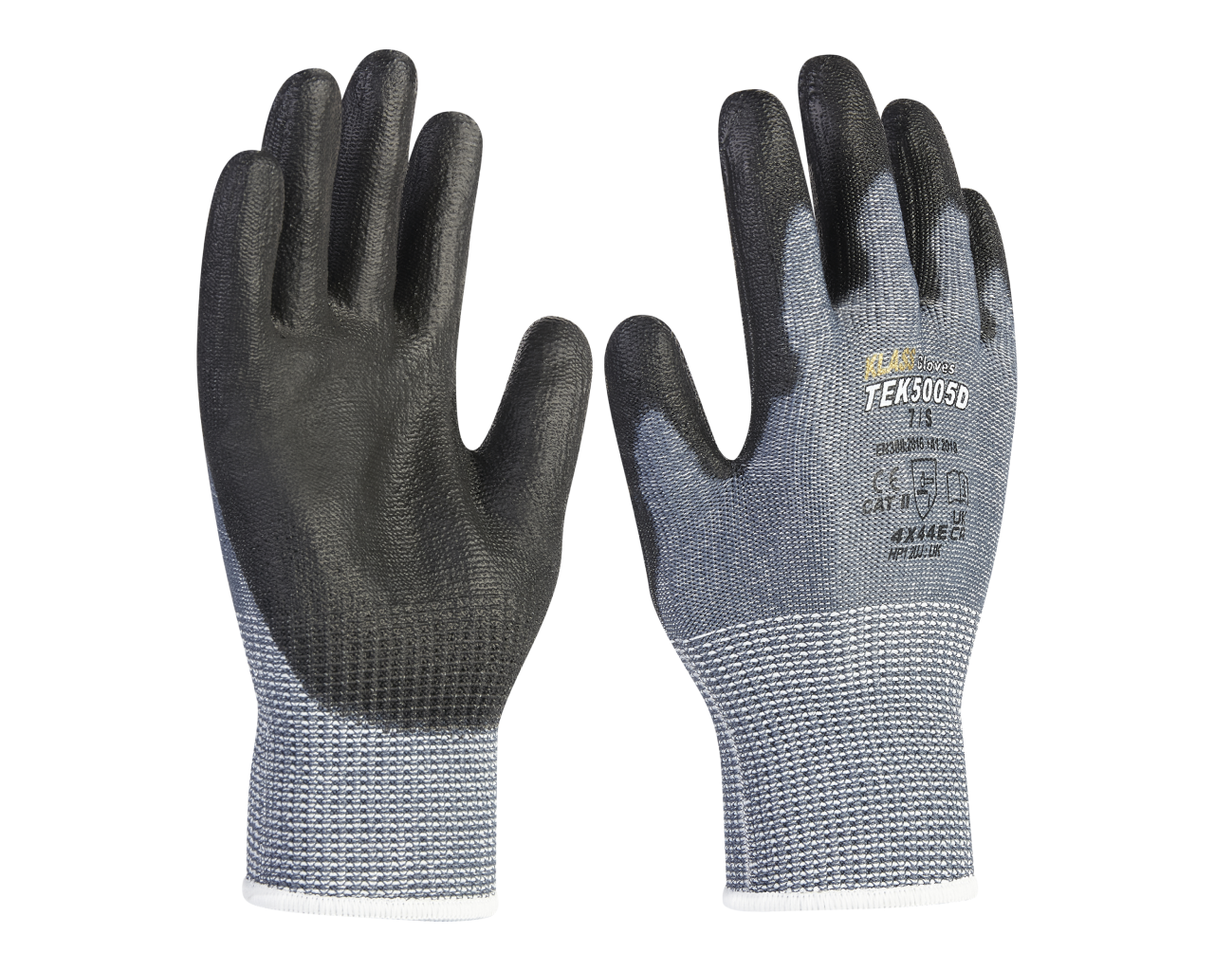 Klass TEK 5005D Cut Resistant Gloves Level E PU Coated Safety Work Gloves