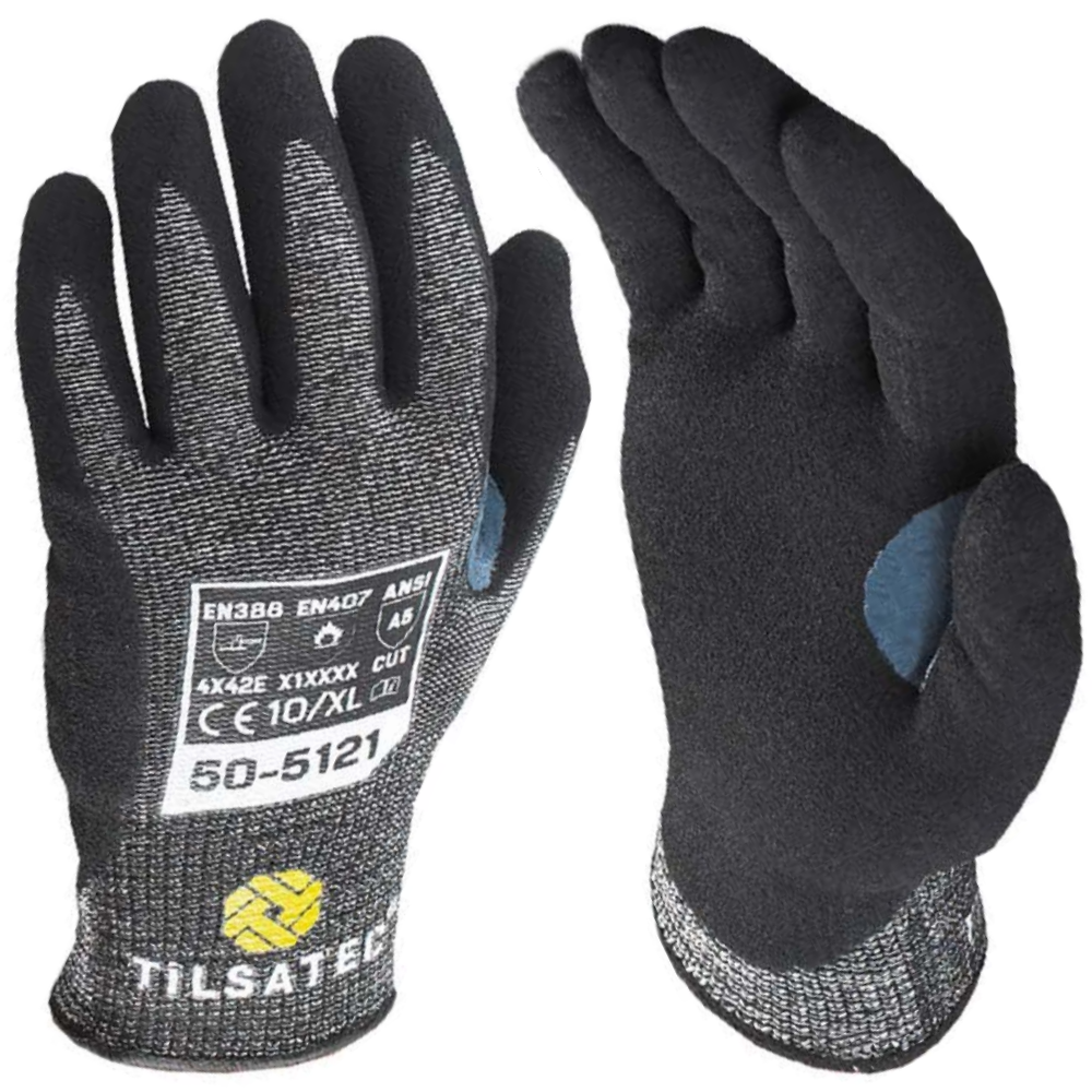 Tilsatec Cut Level F Safety Gloves Nitrile Palm Thumb Reinforced Work Gloves