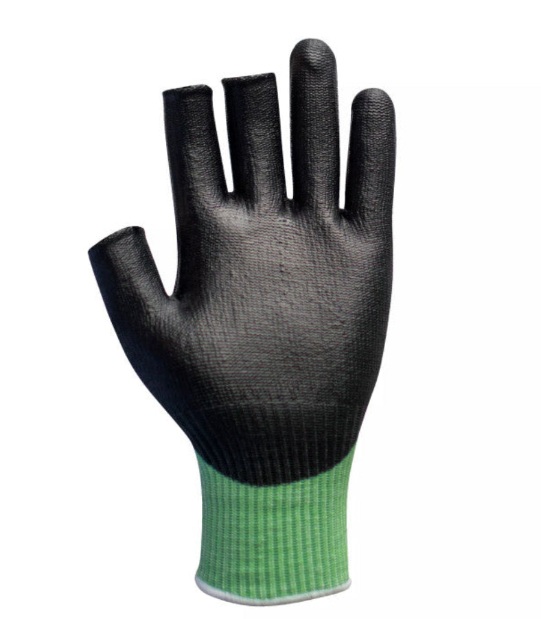 traffi fingerless green cut glove