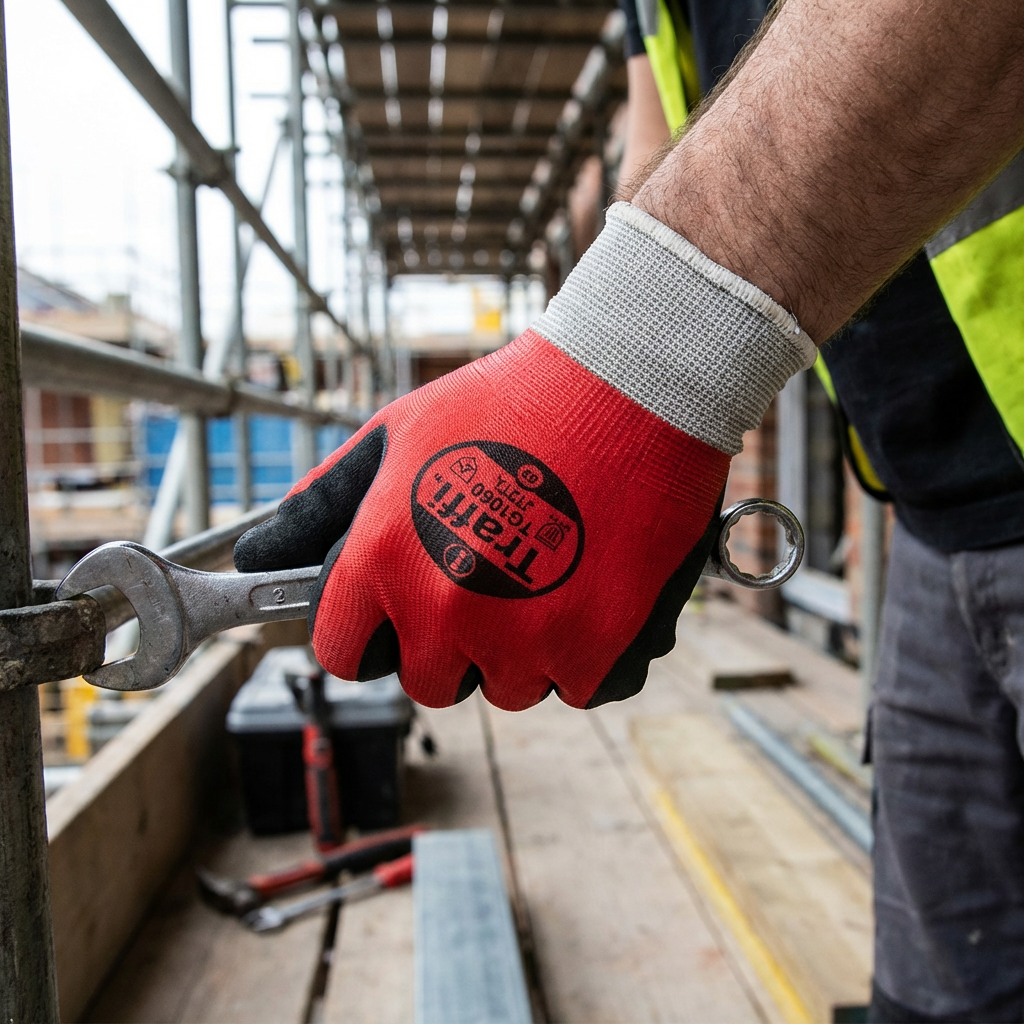 Traffi TG1060 Nitrile Full Dip Gloves Cut A Water Resistant