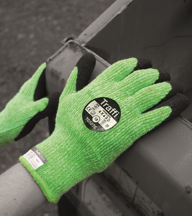 Traffi TG5070 X-Dura Thermal Nitrile Gloves Cut Level D Winter Work Gloves