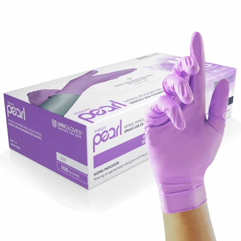 Unigloves GP007 Violet Nitrile Examination Gloves Medical Grade Chemical Resistant x 100