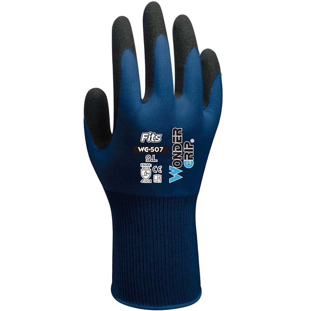 Wondergrip WG-507 FITS Nitrile Work Gloves Oil Resistant Grip