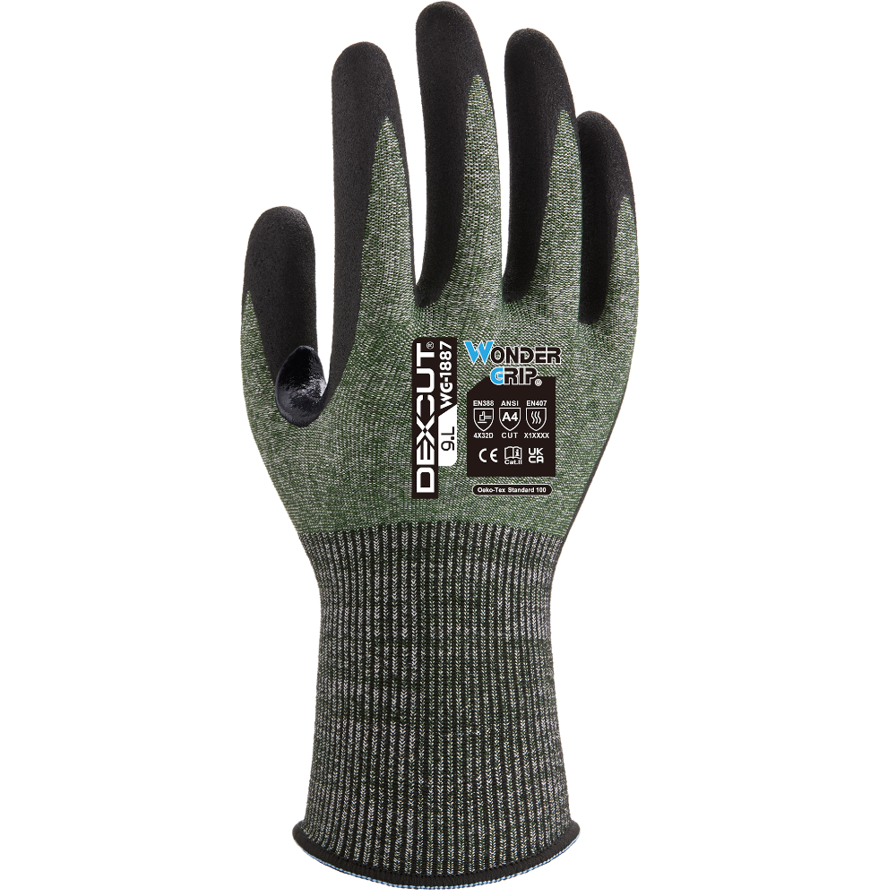 Wondergrip WG-1887 DEXCUT Cut Resistant Gloves Level D 18 Gauge Work Gloves