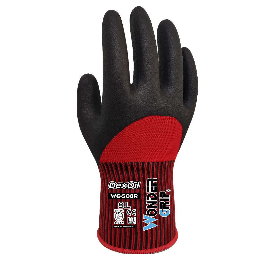 Wondergrip WG-508R DEXOIL Nitrile Work Gloves Oil Resistant Micro Foam