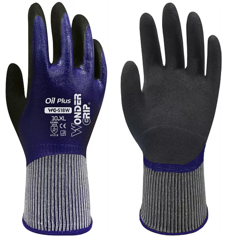 Wondergrip WG-518W Oil Plus Double Nitrile Work Gloves Wet Grip