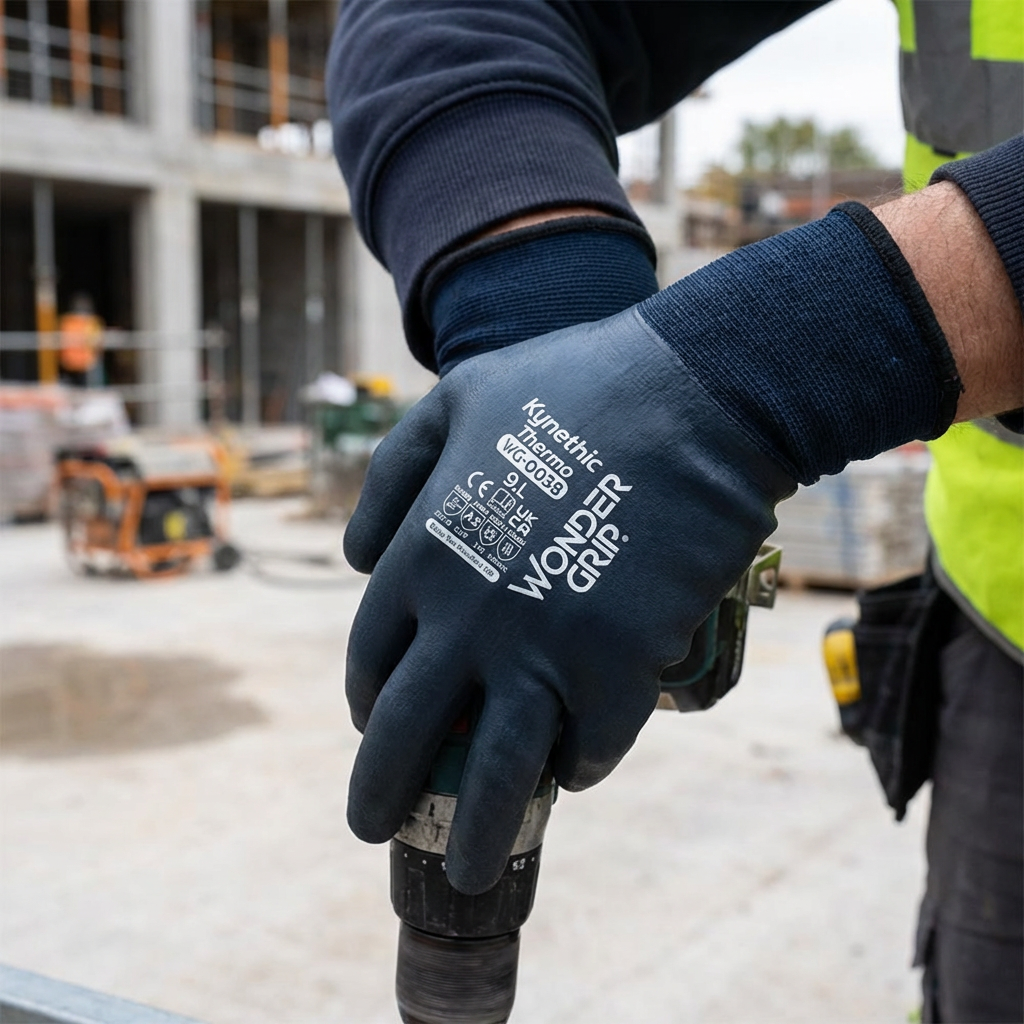Wondergrip WG-0038 Kynethic Thermo Thermal Work Gloves Wet & Oily Grip Cold Protection
