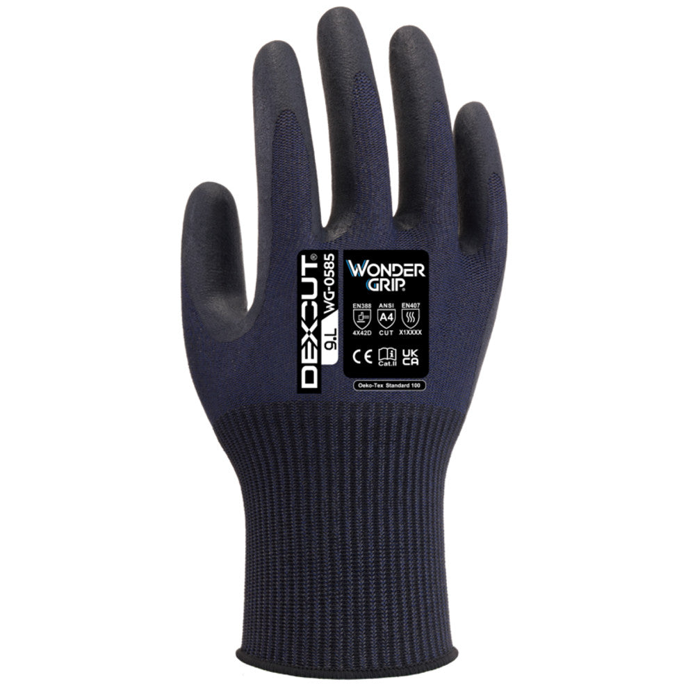 Wondergrip WG-0585 Dexcut Cut Resistant Gloves ANSI A4 Level D HPPE Work Gloves