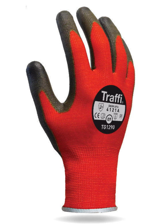 Traffi TG1290 Cut Level A PU Work Gloves Anti-Static
