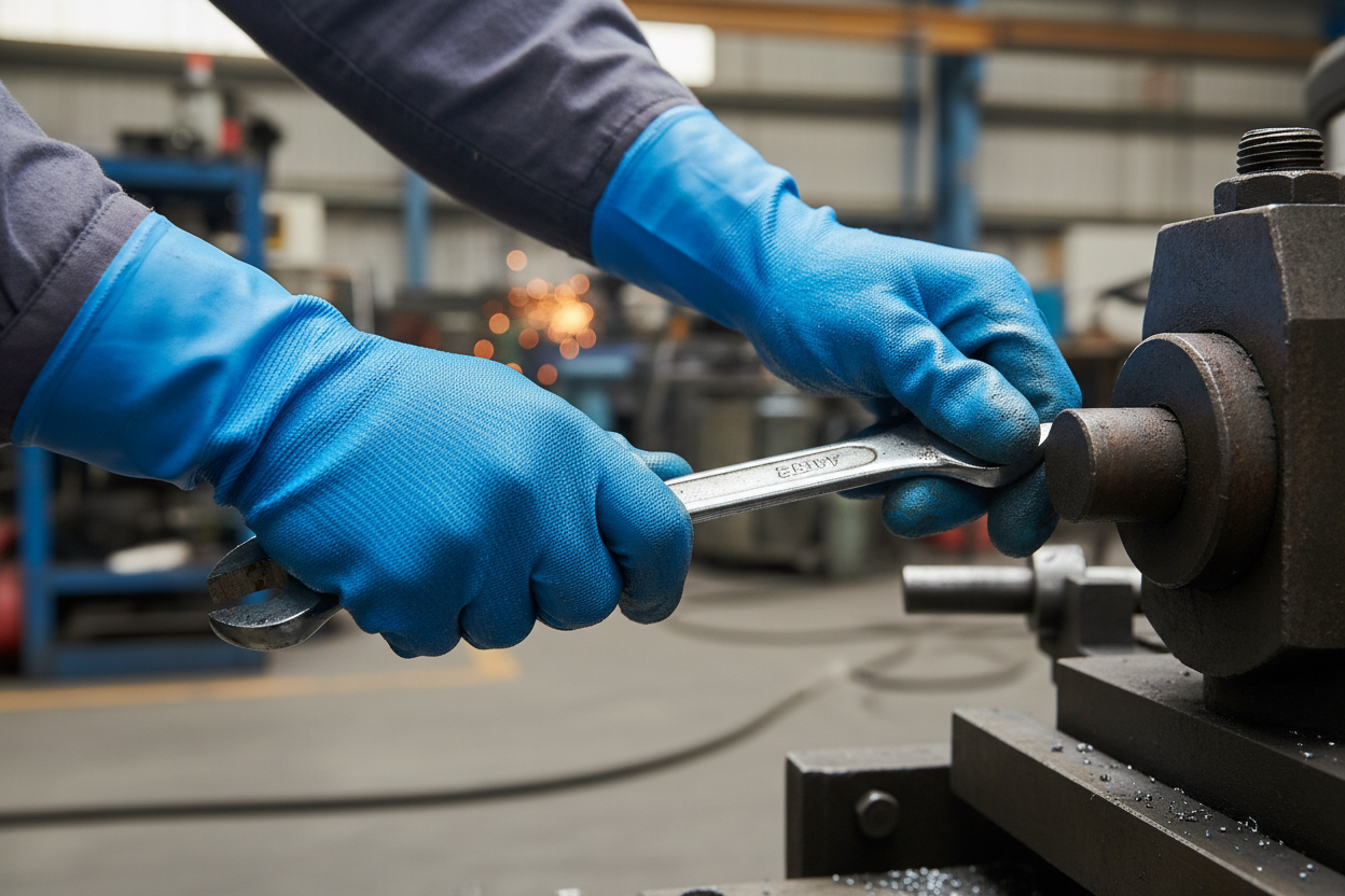 heavy duty nitrile gloves worker